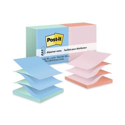 Notebooks & Pads | 3M R330-U-ALT 3 in. x 3 in. Original Alternating-Color Pop-up Refill Value Pack - Beachside Cafe Collection (12/Pack) image number 0