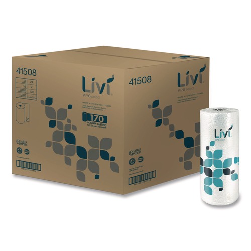 Paper Towels and Napkins | Livi VPG Select 41508 Kitchen Roll Towel, 2-Ply, 5 x 11, White, 170 Sheets/Roll, 24 Rolls/Carton image number 0