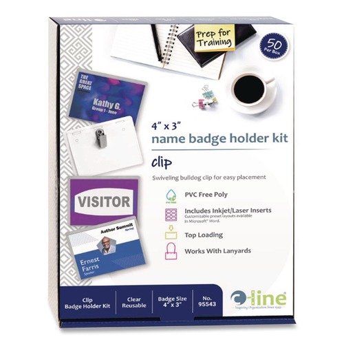 Labels | C-Line 95543 4 in. x 3 in. Top Load Name Badge Kits - Clear (50/Box) image number 0