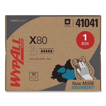 FACILITY MAINTENANCE SUPPLIES | WypAll 41041 11.1 in. x 16.8 in. Power Clean X80 Heavy Duty Cloths - Blue (160/Carton)