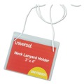 Label & Badge Holders | Universal UNV56005 3 in. x 4 in. Badge Holders with Neck Lanyards and White Inserts - Clear (100/Kit) image number 2