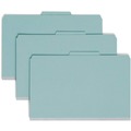 File Folders | Smead 18730 1 Divider Four SafeSHIELD Fasteners Legal Size Four-Section Pressboard Top Tab Classification Folders - Blue (10/Box) image number 0