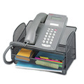 Office Phones & Accessories | Safco 2160BL 11.75 x 9.25 x 7 Onyx Angled Mesh Steel Telephone Stand - Black image number 1