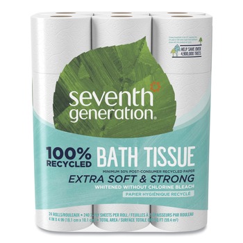 Seventh Generation SEV 13738 2-Ply Septic Safe 100% Recycled Bathroom Tissue - White (24/Pack)