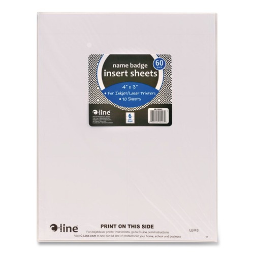 Labels | C-Line 92443 4 in. x 3 in. Name Badge Inserts - White (60/Pack) image number 0