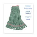  | Boardwalk BWK503GNNB Premium Standard Cotton/Rayon Fiber Mop Head - Large, Green (12/Carton) image number 4