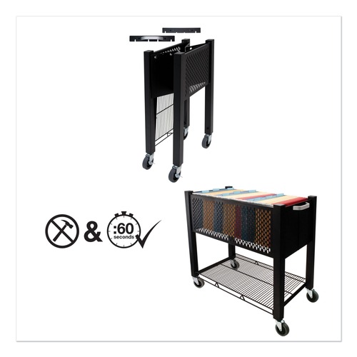 Office Filing Cabinets & Shelves | Vertiflex VF53000 InstaCart 14.25 in. x 28.5 in. x 27.75 in. 1 Shelf 1 Bin Metal File Cart - Black image number 0