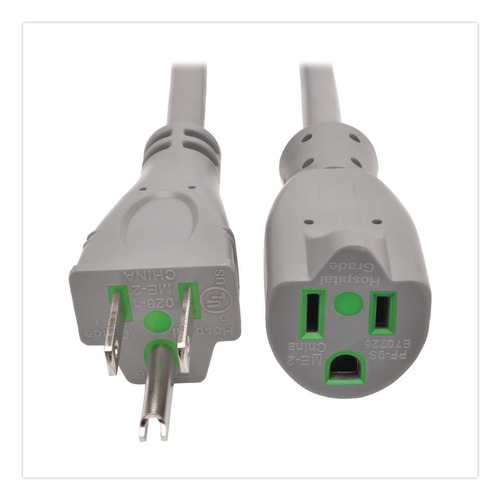 Office Electronics & Batteries | Tripp Lite P024-015-GY-HG Hospital-Grade Extension Cord 15 ft 15 A Gray image number 0