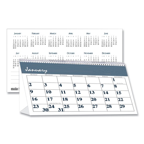 Notebooks & Pads | House of Doolittle 3679 12-Month (Jan to Dec): 2026 7 in. x 4.25 in. Bar Harbor Recycled Desk Tent Monthly Calendar - White/Blue Sheets image number 0