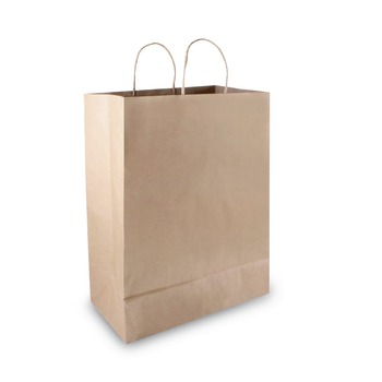FOOD SERVICE | Cosco 091566 12 in. x 6.5 in. x 17 in. Premium Shopping Bag - Brown (50/Box)