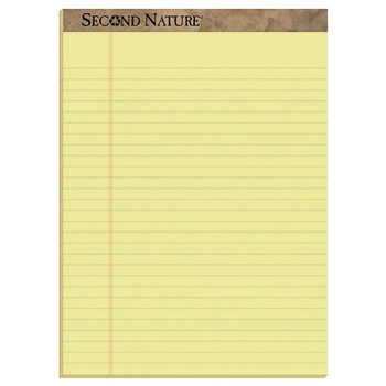 TOPS 74890 Second Nature 8.5 in. x 11.75 in. Sheets Wide/Legal Rule Recycled Ruled Pads - Canary-Yellow (1-Dozen)