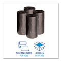 Just Launched | Boardwalk H4823RKKR01 10 Gallon 0.35 mil 24 in. x 23 in. Perforated Roll Low-Density Waste Can Liners - Black (50 Bags/Roll, 10 Rolls/Carton) image number 3