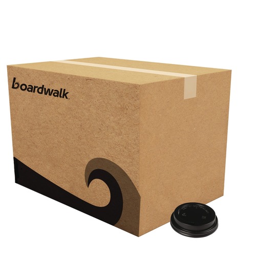 Cups and Lids | Boardwalk BWKHOTBL1020 Plastic Hot Cup Lids for 10 oz. to 20 oz. Cups - Black (1000/Carton) image number 0