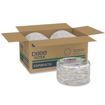 Dixie SXP9PATH Pathways 8.5 in. Diameter Heavyweight WiseSize Paper Plates with Soak Proof Shield - Green/Burgundy (500/Carton)