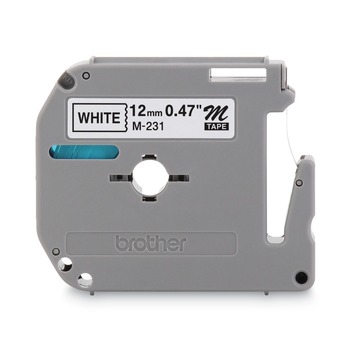 Brother P-Touch M231 0.47 in. x 26.2 ft. M Series Tape Cartridge for P-Touch Labelers - Black on White