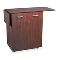 Cleaning Carts | Safco 8962MH 32.5 in. to 56.25 in. x 20.5 in. x 38.75 in. 1 Drawer 3 Shelves Engineered Wood Hospitality Cart with Drop Leaves - Mahogany image number 1