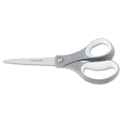 Arts & Crafts Supplies | Fiskars 116000-1005 8 in. Long 3.13 in. Cut Length Contoured Performance Scissors - Straight Gray Softgrip Handle image number 0