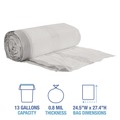 Trash Bags | Boardwalk BWK1DK100 13 Gallon 24 in. x 28 in. Drawstring Kitchen Bags - White (50 Bags/Roll, 2 Rolls/Carton) image number 3