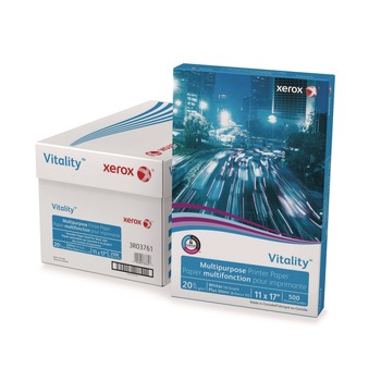 PAPER AND PRINTABLES | Xerox 3R03761 Vitality 92 Bright 20 lbs. Bond Weight 11 in. x 17 in. Multipurpose Print Paper - White (1-Ream)