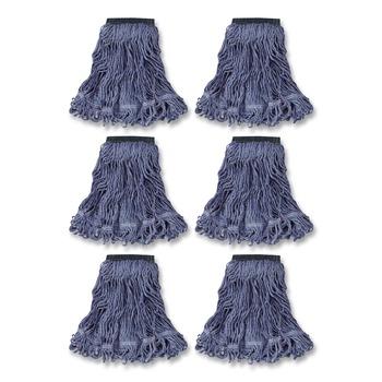 Rubbermaid Commercial FGC15206BL00 Swinger Loop Medium Cotton/Synthetic Wet Mop Head - Blue (6/Carton)