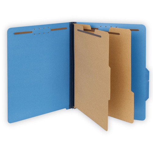 File Folders | Universal UNV10301 Bright Colored 2-Divider Letter Size Pressboard Classification Folders - Cobalt Blue (10/Box) image number 0