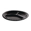 Bowls and Plates | Pactiv Corp. YCI811130000 9 in. Diameter 3-Compartment Placesetter Deluxe Laminated Foam Dinnerware Plate - Black (200/Carton) image number 0
