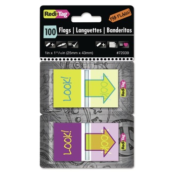 Redi-Tag B72039 Pop-Up Fab Page Flags with Dispenser - Purple/Yellow/Yellow/Teal (100/Pack)