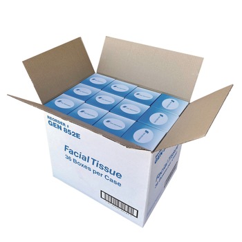 GEN GEN852E 2-Ply Facial Tissue Cube Box - White (85 Sheets/Box, 36 Boxes/Carton)