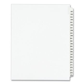 Avery 01340 25-Tab '251 - 275-ft Label 11 in. x 8.5 in. Preprinted Legal Exhibit Side Tab Index Dividers - White (1-Set)