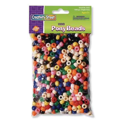 Arts & Crafts Supplies | Creativity Street PAC3552R 0.24 in. x 0.35 in. Plastic Pony Beads - Assorted Bright Hues (1000/Pack) image number 0