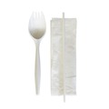Cutlery | Boardwalk BWKSCHOOLKITPP 5.31 in. Mediumweight Plastic School Cutlery Napkin/Spork/Straw Kit - White (1000/Carton) image number 0