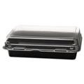 Food Trays, Containers, and Lids | SOLO 846612-PS94 Creative Carryouts 7.87 in. x 5.4 in. x 2.1 in. 24 oz. Hinged Plastic Hot Deli Boxes - Black/Clear (200/Carton) image number 3