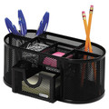 Pen & Pencil Holders | Rolodex 1746466 9.38 in. x 4.5 in. x 4 in. 4 Compartments Steel Mesh Oval Pencil Cup Organizer - Black image number 2