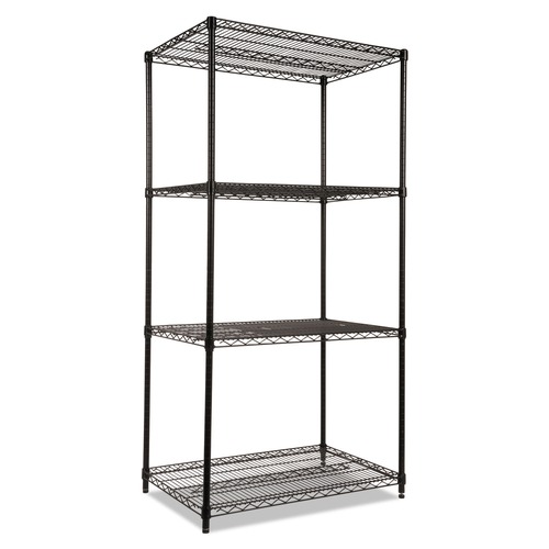 Just Launched | Alera ALESW503624BL 36 in. x 24 in. x 72 in. NSF Certified Industrial Four-Shelf Wire Shelving Kit - Black image number 0