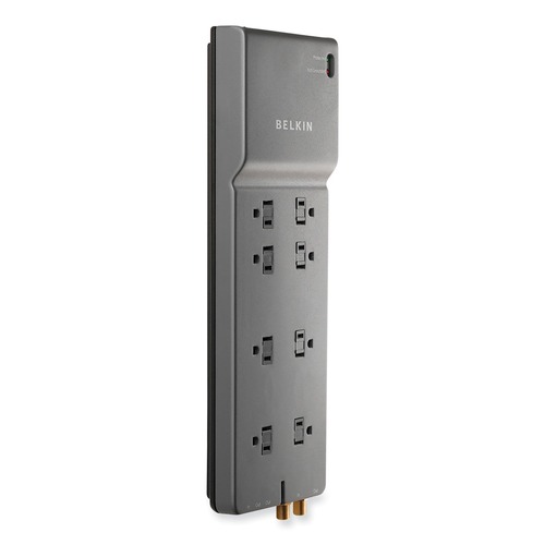 Surge Protectors | Belkin BE108230-12 3390 J 8 AC Outlets 12 ft. Cord Home/Office Surge Protector - Dark Gray image number 0
