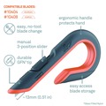 Box Cutters & Utility Knives | slice 10400 1.29 in. Carbon Steel Blade 7 in. Nylon Handle Replaceable Double Sided Box Cutters - Gray/Orange image number 7