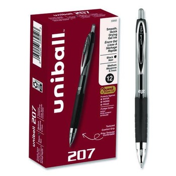 PRODUCTS | uni-ball 33950 Signo 207 0.7 mm Retractable Gel Pen - Black Ink/Smoke/Black Barrel/Medium (1-Dozen)