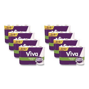 Viva 56530 5.1 in. x 11 in. 1-Ply Signature Cloth Choose-A-Sheet Kitchen Roll Paper Towels - White (8/Carton)