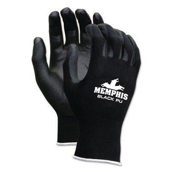 MCR Safety 9669S Economy PU Coated Work Gloves - Small/Black (1-Dozen)