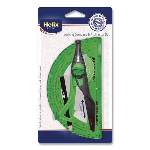 Office & Office Supplies | Maped Helix 18803 12 in. Maximum Diameter 6 in. Ruler Edge Locking Compass and Protractor Set - Random Assorted Color image number 0