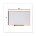 White Boards | Universal UNV43619 36 in. x 24 in. Deluxe Melamine Dry Erase Board - Melamine White Surface, Oak Fiberboard Frame image number 2