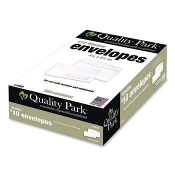 Quality Park QUA21332 Window Envelope, #10, Commercial Flap, Gummed Closure, 4.13 X 9.5, White, 500/box