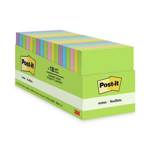 Back to School Sale | Post-it Notes 654-18BRCP 3 in. x 3 in. Original Pads in Floral Fantasy Collection Colors (18 Pads/Pack) image number 0
