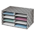 Filing Racks | Bankers Box 6171301 19.5 in. x 12.38 in. x 10.25 in. 8 Letter Compartments Decorative Sorter - Black/White Brocade image number 0