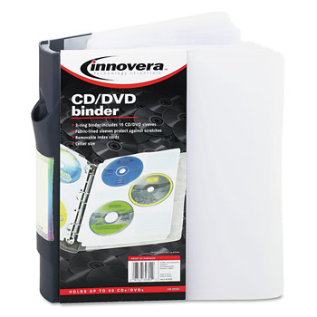 BINDERS AND BINDING SUPPLIES | Innovera IVR39300 3-Ring CD/DVD Refillable Binder Holds 90 Discs - Midnight Blue/Clear