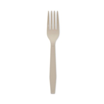 Pactiv Corp. YPSMFTEC 6.88 in. EarthChoice PSM Heavyweight Cutlery Fork - Tan (1000/Carton)