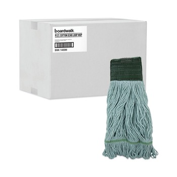 MOPS | Boardwalk BWK1400MCT EchoMop with Looped-End Synthetic/Cotton Wet Mop Head - Medium, Blue (12/Carton)