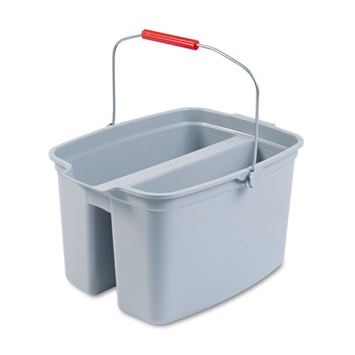 Just Launched | Rubbermaid Commercial FG262888GRAY 18 in. x 14.5 in. x 10 in. 19 qt. Plastic Double Utility Pail - Gray image number 0