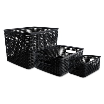 BOXES AND BINS | Advantus 40329 13.63 in. x 10.75 in. x 9 in. Weave Bins - Black (3/Pack)