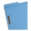 File Folders | Smead 17040 0.75 in. Expansion 2 Fasteners Legal Size Top Tab Colored Fastener Folders - Blue Exterior (50/Box) image number 2